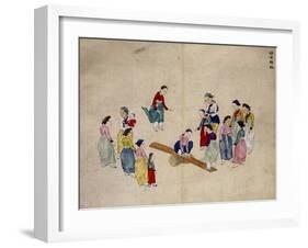 Girls Jumping on a See-Saw-Kim Junkeun-Framed Giclee Print