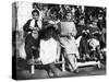 Girls Knitting in Albania Photograph - Albania-Lantern Press-Stretched Canvas