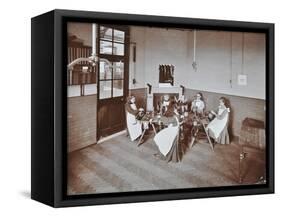 Girls Knitting Socks by Machine at the Elm Lodge School for Blind Girls, London, 1908-null-Framed Stretched Canvas