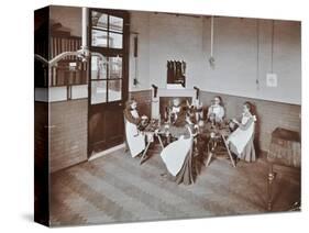 Girls Knitting Socks by Machine at the Elm Lodge School for Blind Girls, London, 1908-null-Stretched Canvas