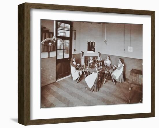 Girls Knitting Socks by Machine at the Elm Lodge School for Blind Girls, London, 1908-null-Framed Photographic Print