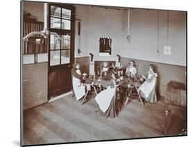 Girls Knitting Socks by Machine at the Elm Lodge School for Blind Girls, London, 1908-null-Mounted Photographic Print