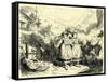 Girls Leading Cattle to the Mountains Switzerland-null-Framed Stretched Canvas