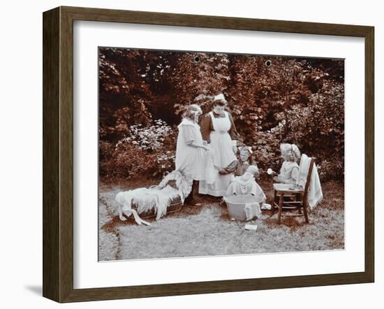 Girls Learning Infant Care, Birley House Open Air School, Forest Hill, London, 1908-null-Framed Photographic Print