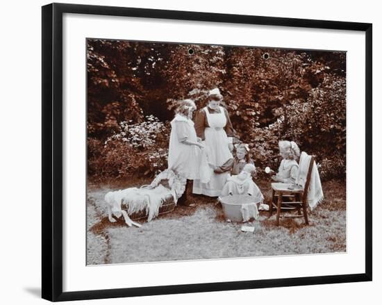 Girls Learning Infant Care, Birley House Open Air School, Forest Hill, London, 1908-null-Framed Photographic Print