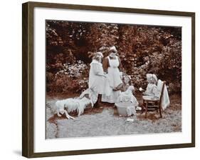 Girls Learning Infant Care, Birley House Open Air School, Forest Hill, London, 1908-null-Framed Photographic Print