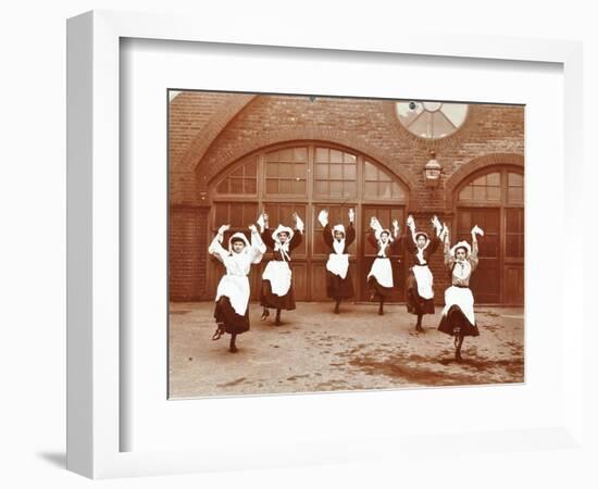 Girls Morris Dancing in Playground, Thomas Street Girls School, Limehouse, Stepney, London, 1908-null-Framed Photographic Print