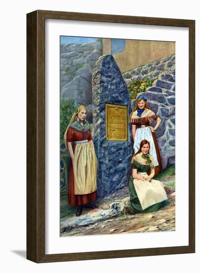 Girls of Strimi Island, Denmark, C1922-Danish Legation-Framed Giclee Print