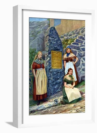 Girls of Strimi Island, Denmark, C1922-Danish Legation-Framed Giclee Print