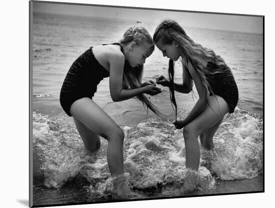 Girls of the Children's School of Modern Dancing, Playing at the Beach-Lisa Larsen-Mounted Photographic Print