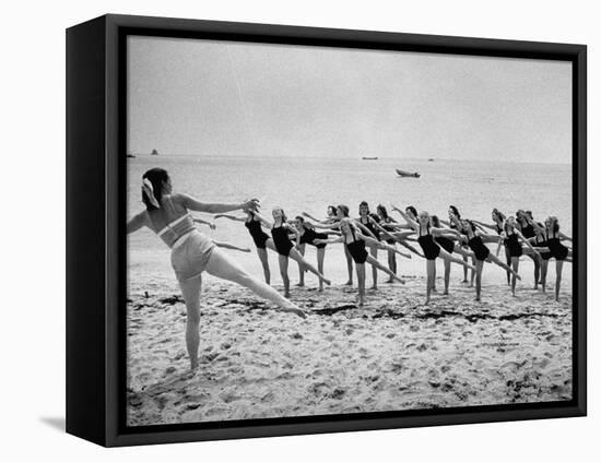 Girls of the Children's School of Modern Dancing, Rehearsing on the Beach-Lisa Larsen-Framed Stretched Canvas