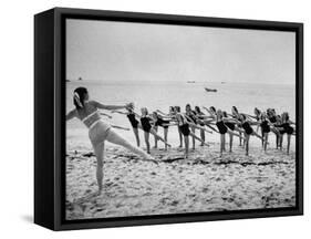 Girls of the Children's School of Modern Dancing, Rehearsing on the Beach-Lisa Larsen-Framed Stretched Canvas