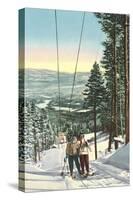 Girls on Skis Riding Tow Rope-null-Stretched Canvas