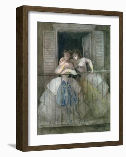 Girls on the Balcony, 1855-60-Constantin Guys-Framed Giclee Print