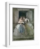 Girls on the Balcony, 1855-60-Constantin Guys-Framed Giclee Print