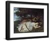 Girls on the Banks of the Seine, 1856/57-Gustave Courbet-Framed Giclee Print