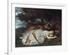 Girls on the Banks of the Seine, 1856/57-Gustave Courbet-Framed Giclee Print