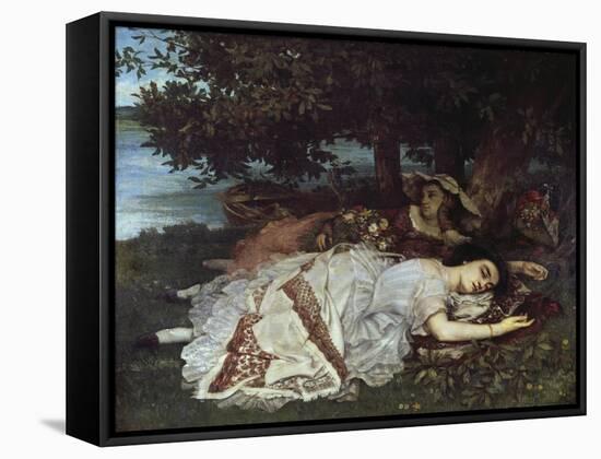 Girls on the Banks of the Seine, 1856/57-Gustave Courbet-Framed Stretched Canvas