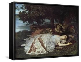 Girls on the Banks of the Seine, 1856/57-Gustave Courbet-Framed Stretched Canvas