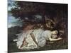 Girls on the Banks of the Seine, 1856/57-Gustave Courbet-Mounted Giclee Print