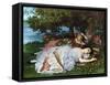 Girls on the Banks of the Seine, 1856-57-Gustave Courbet-Framed Stretched Canvas