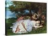 Girls on the Banks of the Seine, 1856-57-Gustave Courbet-Stretched Canvas