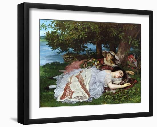 Girls on the Banks of the Seine, 1856-57-Gustave Courbet-Framed Giclee Print