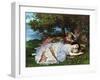 Girls on the Banks of the Seine, 1856-57-Gustave Courbet-Framed Giclee Print