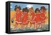 Girls Padding in the Sea-Hilda Dix Sandford-Framed Stretched Canvas