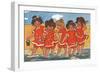 Girls Padding in the Sea-Hilda Dix Sandford-Framed Art Print