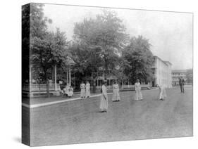 Girls Play Croquet at Carlisle Indian School Photograph - Carlisle, PA-Lantern Press-Stretched Canvas