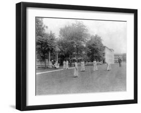Girls Play Croquet at Carlisle Indian School Photograph - Carlisle, PA-Lantern Press-Framed Art Print
