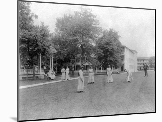 Girls Play Croquet at Carlisle Indian School Photograph - Carlisle, PA-Lantern Press-Mounted Art Print