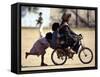 Girls Play on a Bike in Jammu, India-null-Framed Stretched Canvas