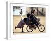 Girls Play on a Bike in Jammu, India-null-Framed Photographic Print