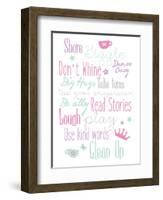 Girls Play Room Rules-Jace Grey-Framed Art Print