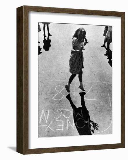 Girls Playing Hopscotch-Ralph Morse-Framed Photographic Print