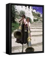 Girls Playing Horns, Potala Palace, Lhasa, Tibet-Bill Bachmann-Framed Stretched Canvas