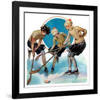 "Girls Playing Ice Hockey,"February 23, 1929-Blanche Greer-Framed Giclee Print