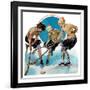 "Girls Playing Ice Hockey,"February 23, 1929-Blanche Greer-Framed Giclee Print