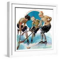 "Girls Playing Ice Hockey,"February 23, 1929-Blanche Greer-Framed Giclee Print