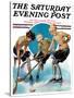 "Girls Playing Ice Hockey," Saturday Evening Post Cover, February 23, 1929-Blanche Greer-Stretched Canvas