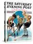 "Girls Playing Ice Hockey," Saturday Evening Post Cover, February 23, 1929-Blanche Greer-Stretched Canvas