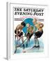 "Girls Playing Ice Hockey," Saturday Evening Post Cover, February 23, 1929-Blanche Greer-Framed Giclee Print