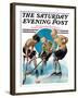 "Girls Playing Ice Hockey," Saturday Evening Post Cover, February 23, 1929-Blanche Greer-Framed Giclee Print