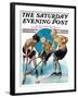 "Girls Playing Ice Hockey," Saturday Evening Post Cover, February 23, 1929-Blanche Greer-Framed Giclee Print