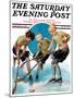 "Girls Playing Ice Hockey," Saturday Evening Post Cover, February 23, 1929-Blanche Greer-Mounted Giclee Print