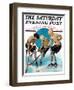 "Girls Playing Ice Hockey," Saturday Evening Post Cover, February 23, 1929-Blanche Greer-Framed Giclee Print