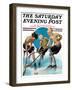 "Girls Playing Ice Hockey," Saturday Evening Post Cover, February 23, 1929-Blanche Greer-Framed Giclee Print