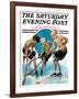 "Girls Playing Ice Hockey," Saturday Evening Post Cover, February 23, 1929-Blanche Greer-Framed Giclee Print